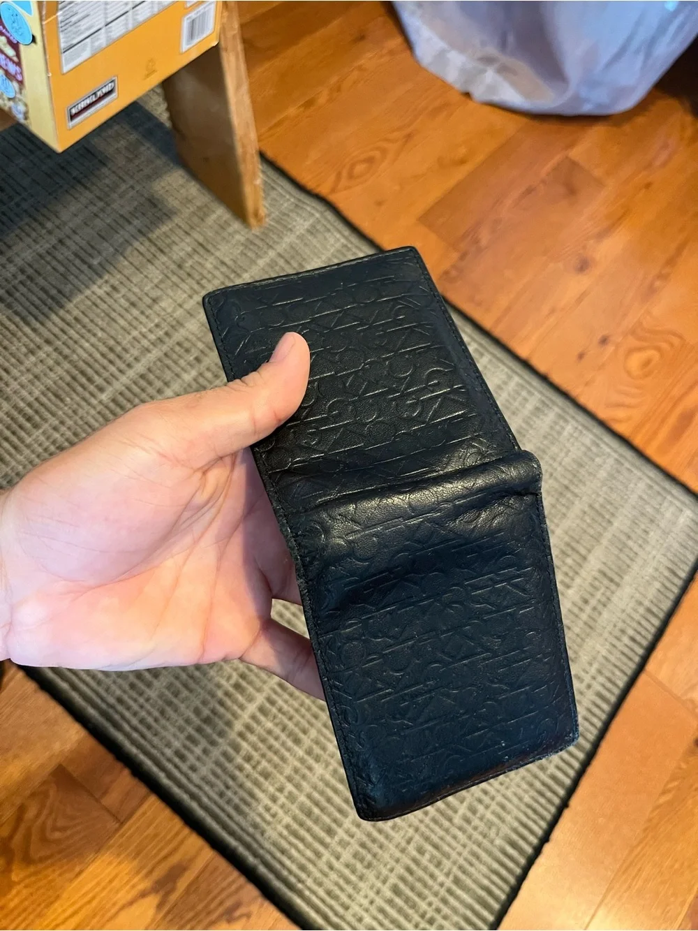 Calvin Klein Black Embossed Logo Leather Wallet